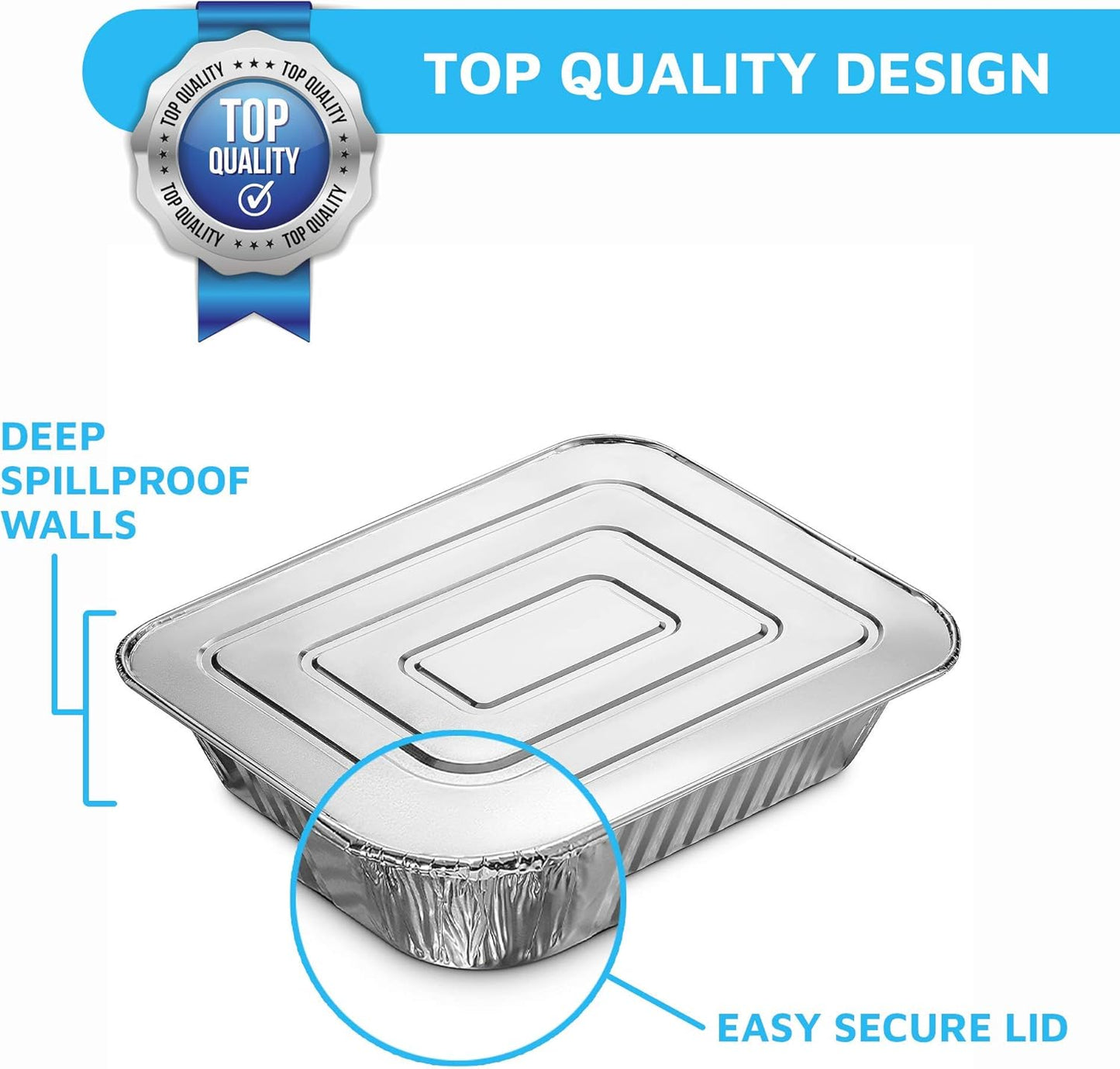 MontoPack Half-Size Aluminium Foil Lids | [100 Pack] Perfect Fit for 9x13 Roasting Pans | Premium Quality for Baking & Catering | Disposable Food Prep Containers Lids