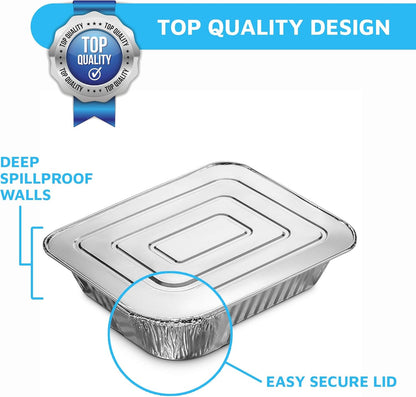 MontoPack Half-Size Aluminium Foil Lids | [100 Pack] Perfect Fit for 9x13 Roasting Pans | Premium Quality for Baking & Catering | Disposable Food Prep Containers Lids