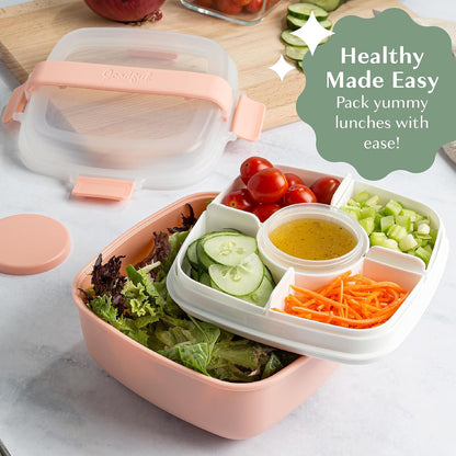 Goodful Stackable Lunch Box Container, Bento Style Food Storage with Removeable Compartments for Sandwich, Snacks, Toppings & Dressing, Leak-Proof and Made without BPA, 56-Ounce, Blue