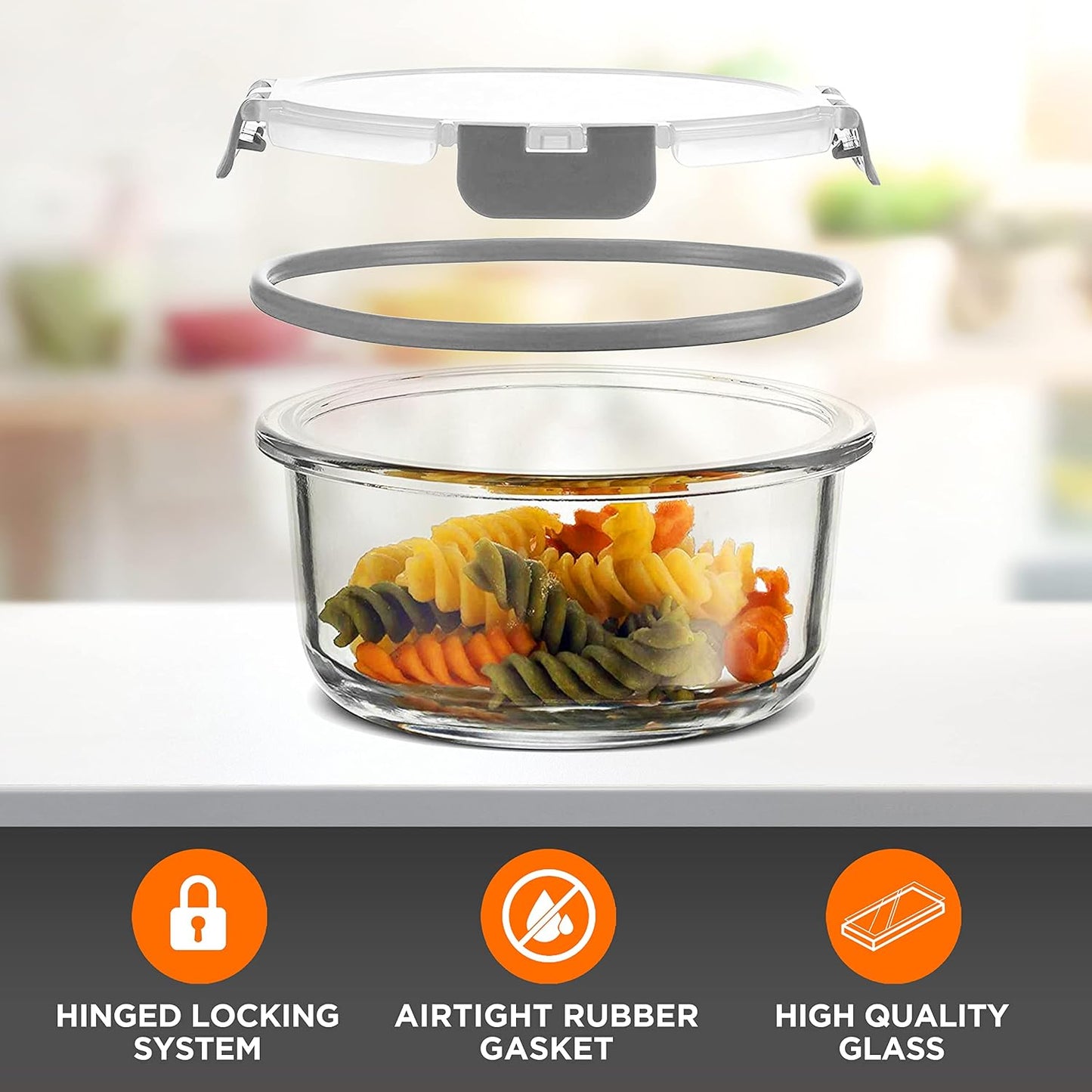 SereneLife 24 Piece Glass Storage Containers with Lids, 12 Pack Glass Meal Prep Container Set for Lunch, Kitchen Storage, Food Storage, Leak Proof, Freezer Safe and Dishwasher Safe, Blue