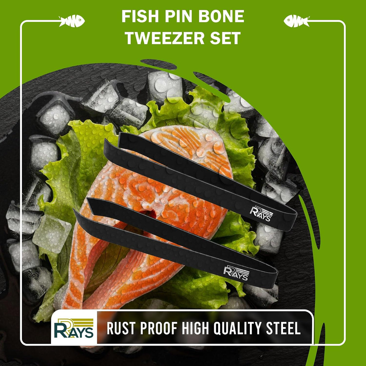 Fish Bone Tweezer Set,4.3" Stainless Steel 2 Piece, Flat and Slant tips Fish bone removal tool.