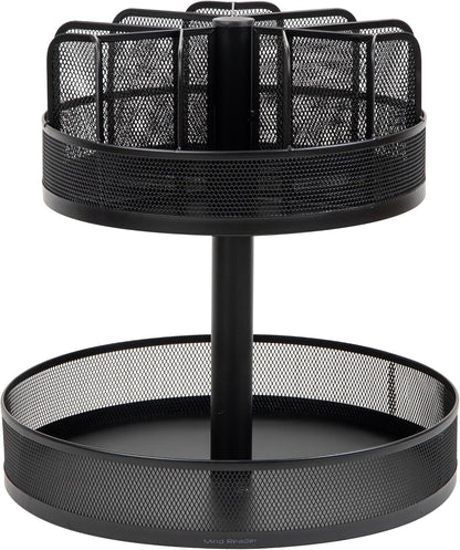 Mind Reader 2-Tier Snack Carousel, Countertop Organizer, Snack Tray, Breakroom, Kitchen, Black