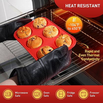 2 Pack 12 Cups Silicone Muffin Pan with Metal Reinforced Frame Regular Size Silicone Molds Cupcake Cake Baking Pans Cookie Baking Chocoflan Cupcake Mold Nonstick Muffin Tin Home Baking Supplies
