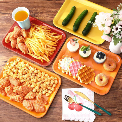 4 Pieces Basketball Serving Trays - Sports Melamine Platters Reusable Rectangle Party Trays for Basketball Sports Theme Party Food Dessert Serving Supplies, 13 x 9.7 inch