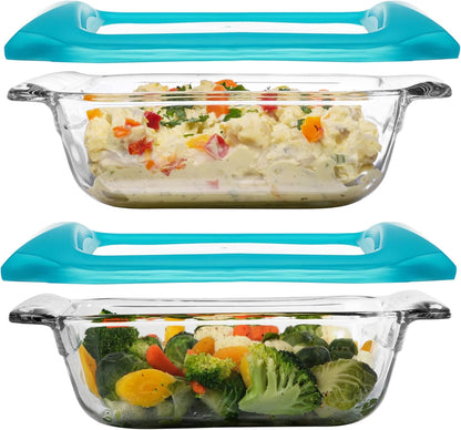Libbey Baker’s Premium 2 Piece Glass Pie Plate, Stackable, Space Saving Casserole Dish Set with Lids, Glass Baking Dish Set for Fruit Pies, Quiches