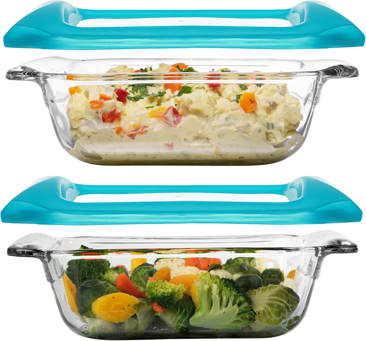 Libbey Baker’s Premium Glass Pie Plate, Stackable, Space Saving Casserole Dish Set with Lids, Glass Baking Dish Set for Fruit Pies, Quiches