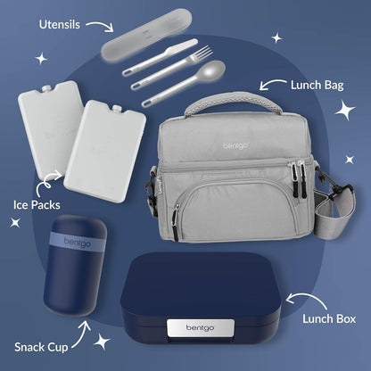 Bentgo Modern - Adult & Teen Bento Lunch Box; 3-4 Compartments, Leak-Resistant, 5.5 Cup Capacity/44 fl oz, Improved Locking Clips, Reusable, BPA-Free, Dishwasher/Microwave Safe Tray (Dark Gray)