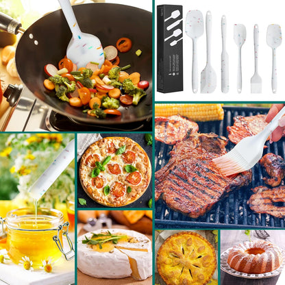 6 Piece Silicone Spatula Set - Heat Resistant Nonstick Spatulas Set with Stainless Steel Core, Food Grade Silicone Spatulas for Baking Cooking Mixing Kitchen Utensils Set - Dishwasher Safe (White)