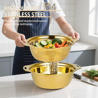Gulex Colander Stainless Steel 3-quart with Bowls,Strainer for Kitchen(2PC)