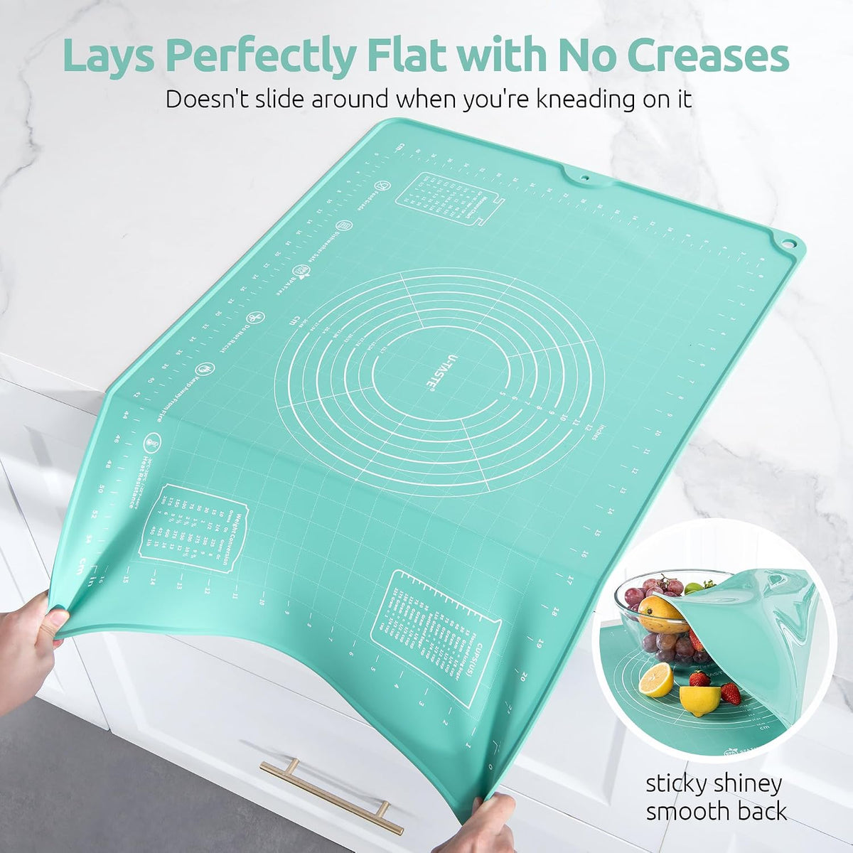 U-Taste Silicone Pastry Mat, Dough Rolling Baking Sheet, 28x20"/Transparent