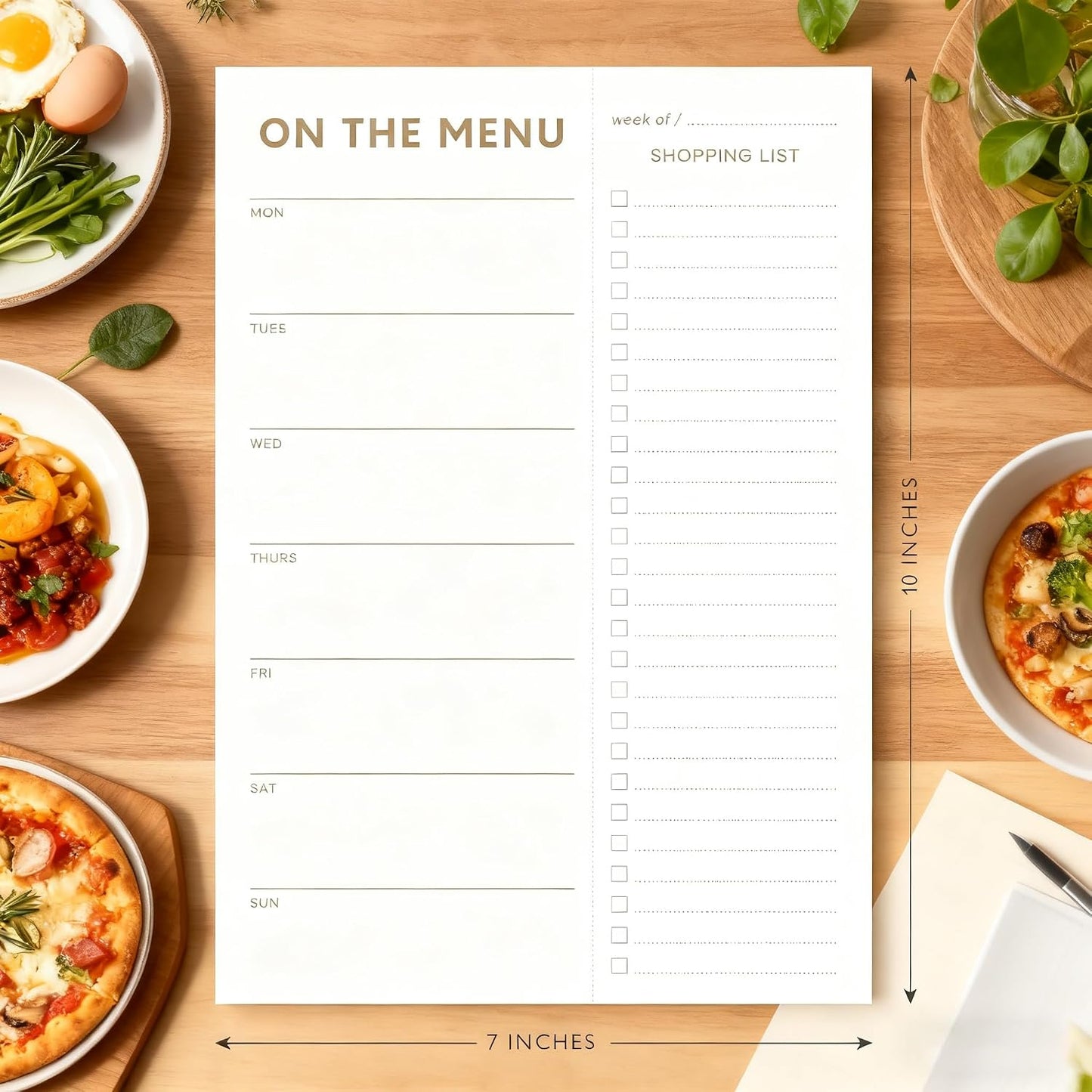 XXINMOH Gold Weekly Meal Planner and Grocery List Magnetic Notepad for Bridge, Meal Planning Pad with Tear Off Shopping List. Plan Weekly Menu Food for Weight Loss or Dinner List for Family (7x10”)