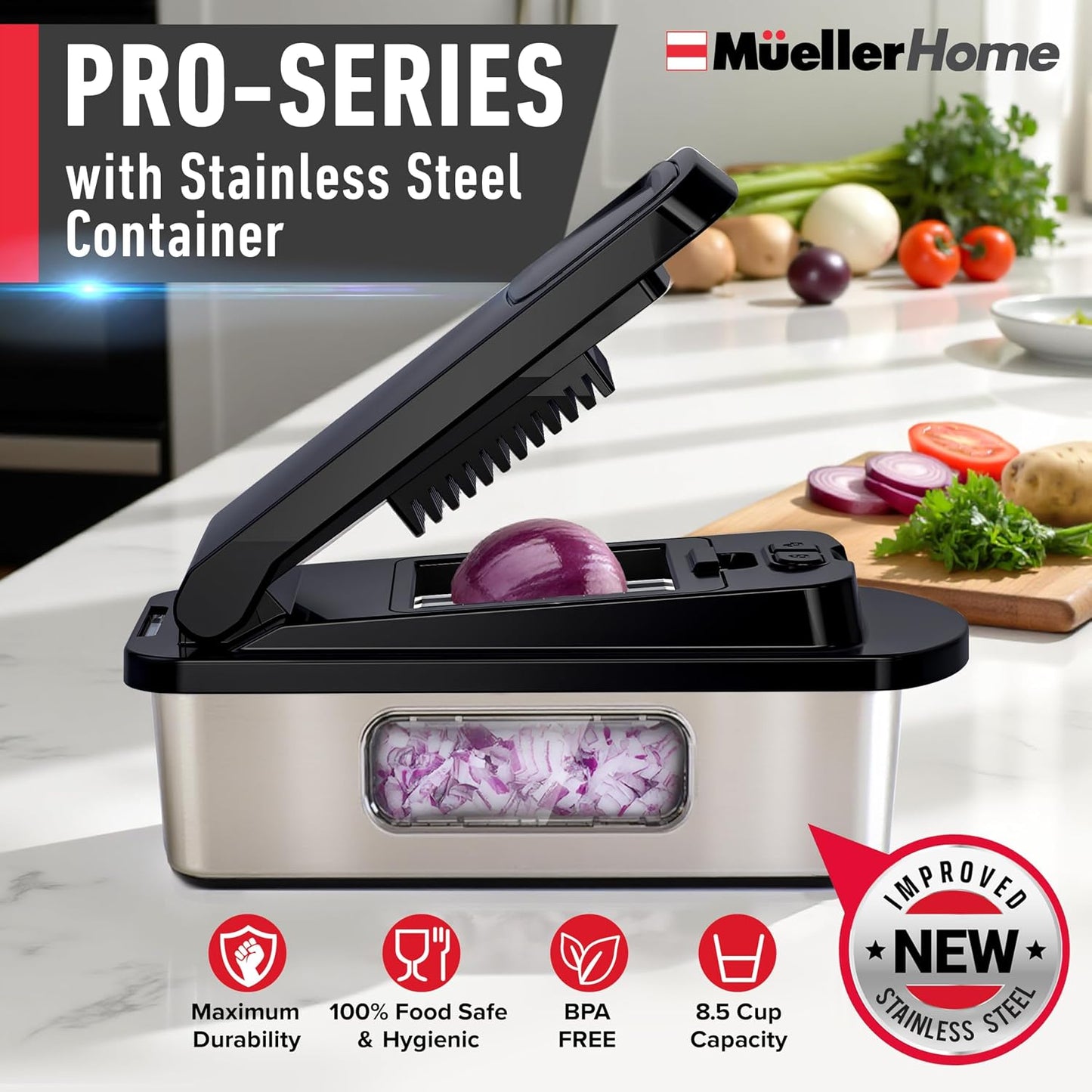 MUELLER HOME Pro-Series 10-in-1 Stainless Steel Multi Vegetable Chopper