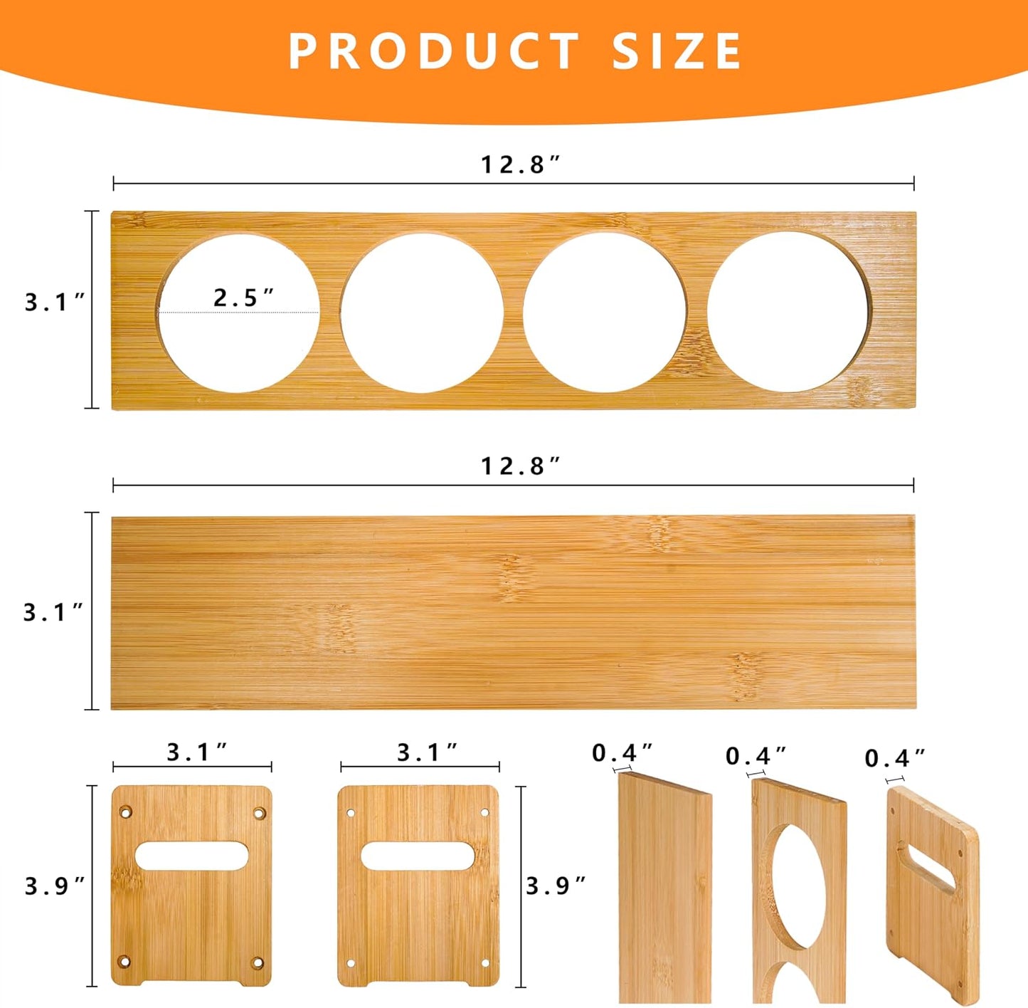 Wooden Condiment Caddy for Squeeze Bottles, 4-Bottle Countertop Organizer with Non-Slip Base, for Kitchen, Fridge, Dining Table Storage to Prevent Spills and Clutter