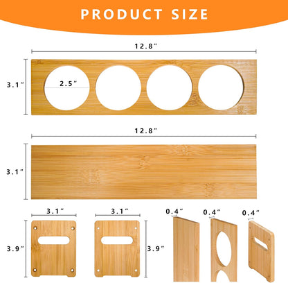 Wooden Condiment Caddy for Squeeze Bottles, 4-Bottle Countertop Organizer with Non-Slip Base, for Kitchen, Fridge, Dining Table Storage to Prevent Spills and Clutter