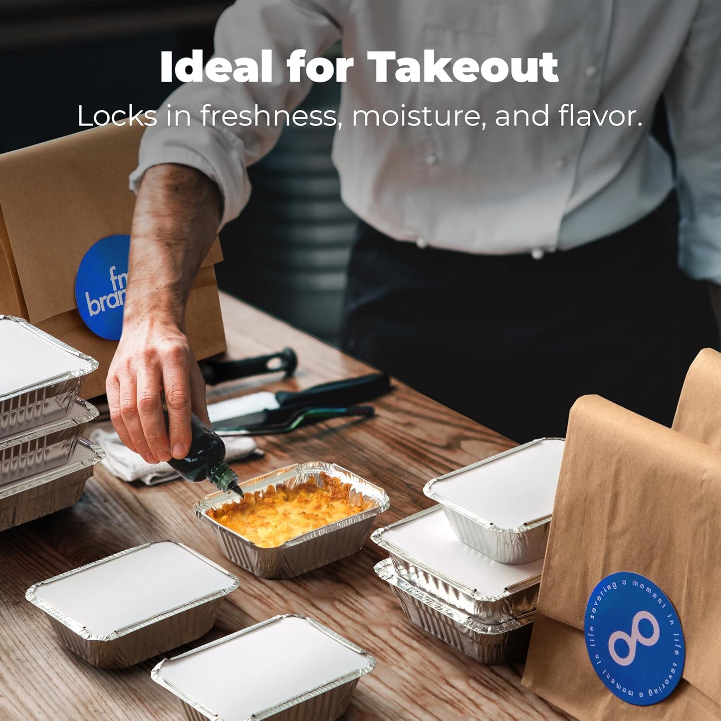 Fit Meal Prep 100 Pack 2.25 lb Aluminum Foil Pans with Lids, Disposable Take Out Food Containers with lids for Freshness and Spill Proof, 8.5 x 6 x 2 Disposable Cookware for Catering, Restaurants