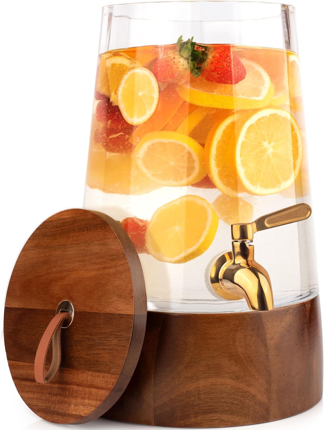 FOODLE Extra Large Glass Drink Dispenser with Spigot - Glass Beverage Dispenser with Stand - Perfect for Parties & Catering - Pitcher for Lemonade, Water, Sangria & Juice - Leakproof Spout - 3 Gallon