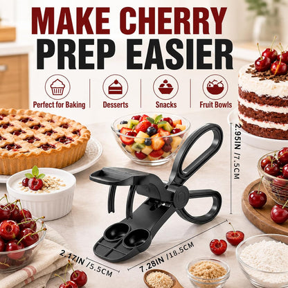JAYVAR Cherry Pitter Tool with Scissor Handle, Dual-Hole Design