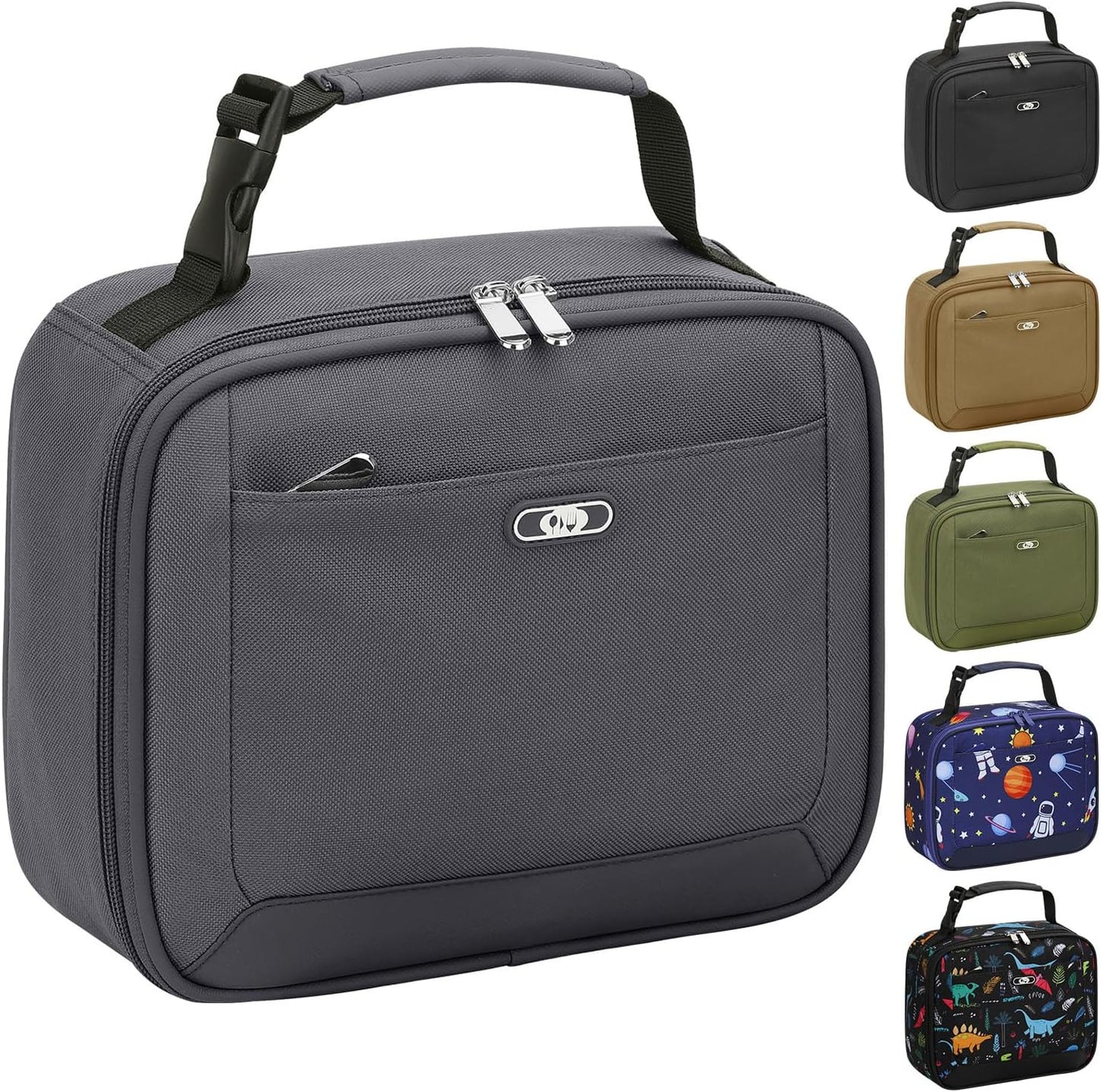 Lunch Box Kids Insulated Lunch Bag for Boys Girls Cute Reusable Lunch Tote Bag Waterproof Portable Thermal Lunch Box Kids for School Picnic Travel Black