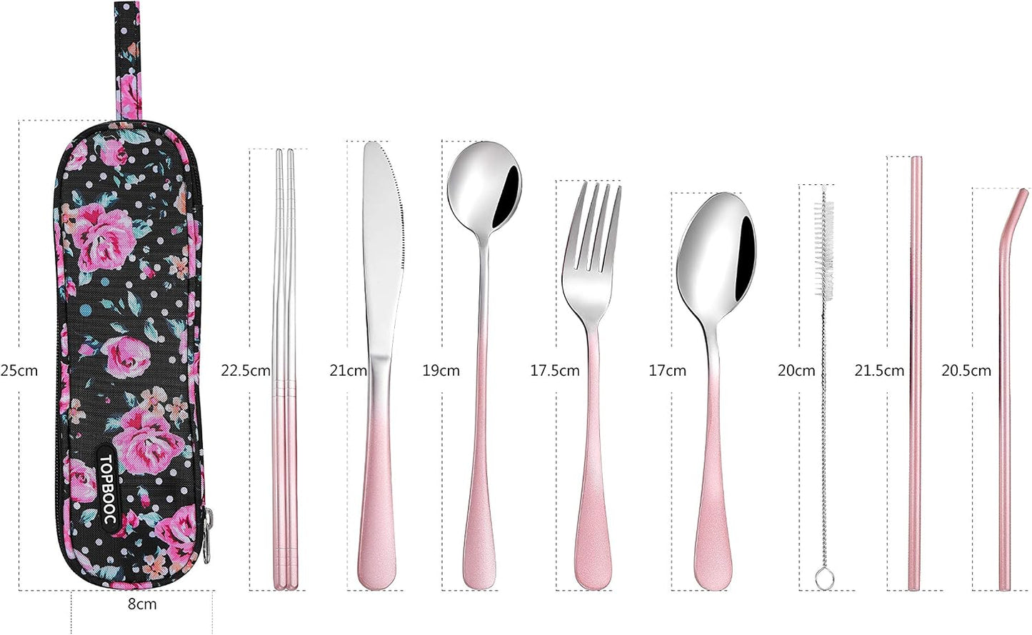 Travel Utensils,Reusable Silverware Set To Go Portable Cutlery Set with a Waterproof Carrying Case for Lunch Boxes Workplace Camping Picnic (Purple)