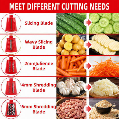 Rotary Cheese Grater with Handle, 5 Replaceable Blades(Green)