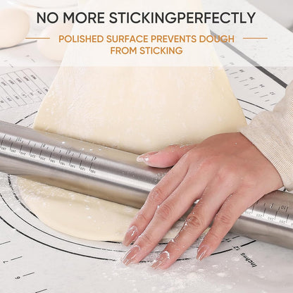 AMUZHI Rolling Pin nonstick and Silicone Baking Pastry Mat (red)