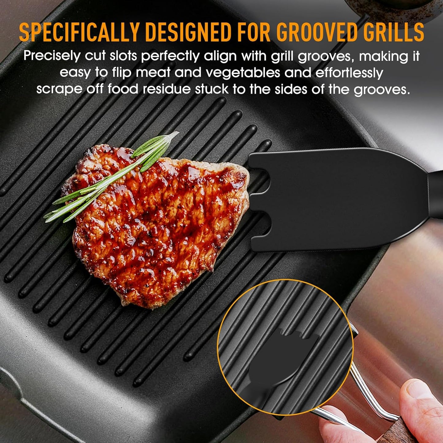 Heat-Resistant Nylon Grill Scraper - Designed for George Foreman Indoor Grills with Grooves, Easy Cleaning Tool with Comfortable Grip (2PCS)