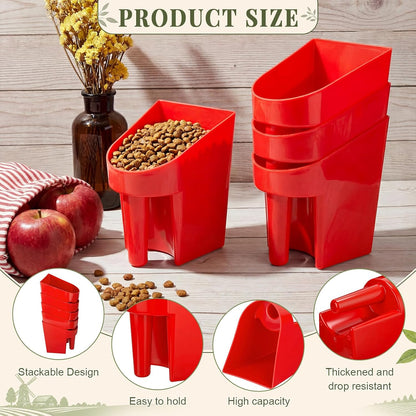 FillTouch 8 Pcs Feed Scoop 2 Qt Plastic Enclosed Heavy Duty Stackable Feed Scoop for Bird Horse Chicken Livestock Animal Ranchers Homesteaders Farmers(Yellow)