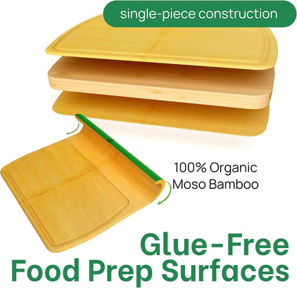 Greener Chef Luxury Bamboo Cutting Board Set of 3 with Glue-Free Surface Technology - Extra Spacious Wood Cutting Boards for Kitchen and XL Chopping Board Set - Replacements for Life