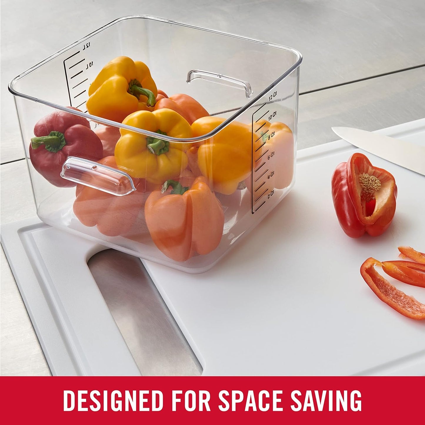 Rubbermaid Commercial Products Space Saving Square Food Storage Container 6 Quart Clear for Kitchen/Sous Vide/Meal Prep
