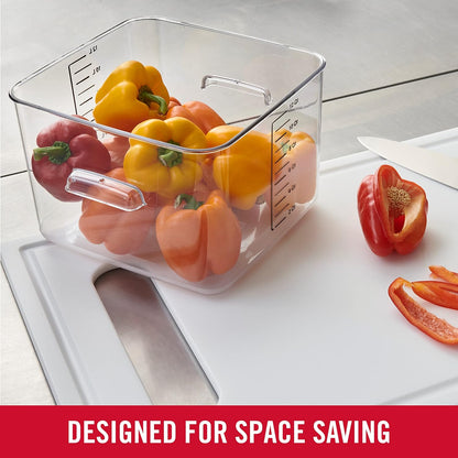 Rubbermaid Commercial Products Space Saving Square Food Storage Container 6 Quart Clear for Kitchen/Sous Vide/Meal Prep