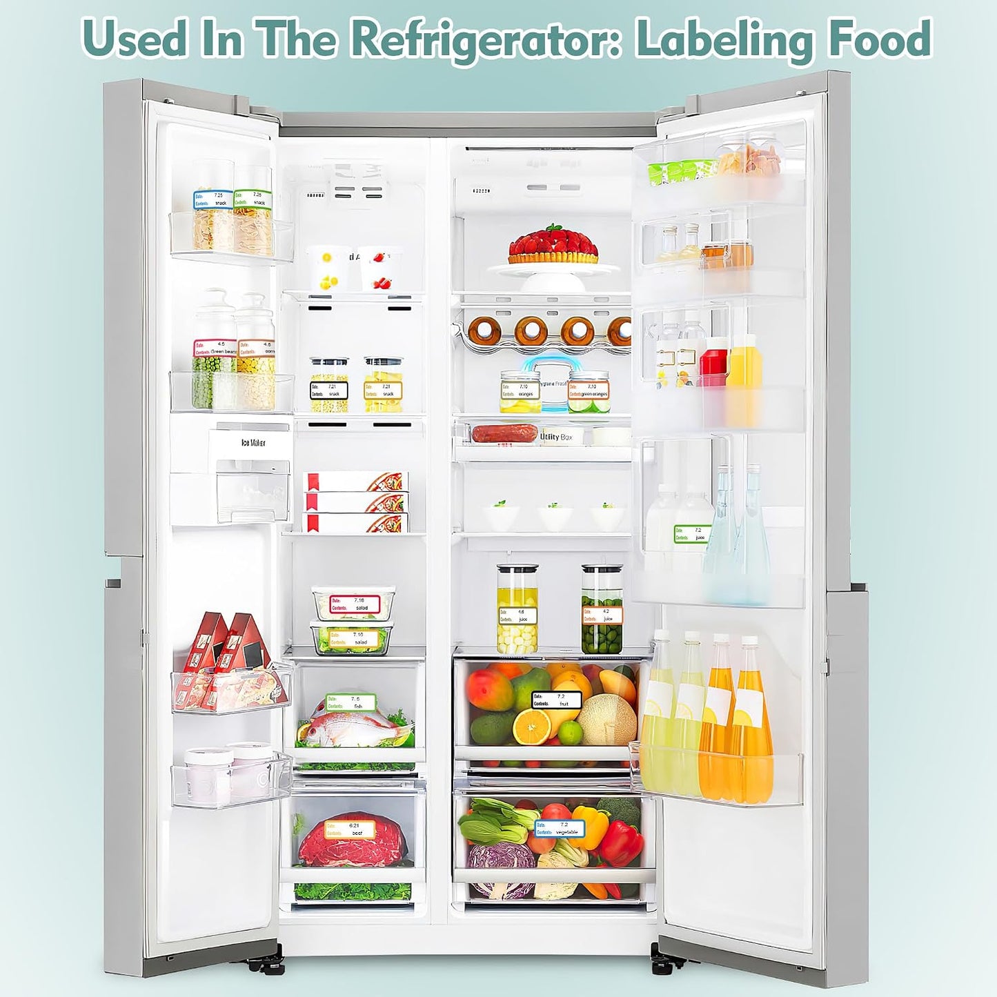 500 Pcs 1×3 Inch Removable Freezer Labels, Waterproof, Oil & Tear Resistant, No Residue Writable Stickers for Food Containers, Jars, Pantry and Meal Prep (Boho-Date)