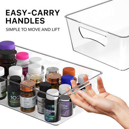 Simple Houseware 4 Pcs Pantry Clear Bin Storage Organizer, 14" x 7" x 3.75"
