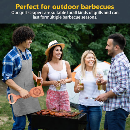 Premium Cedar Grill Scraper - Wooden BBQ Grill Cleaner, Metal Bristle-Free, Ergonomic Handle, Natural Cedar Aroma, Fits Traeger Grills - Safe & Durable Barbecue Accessory