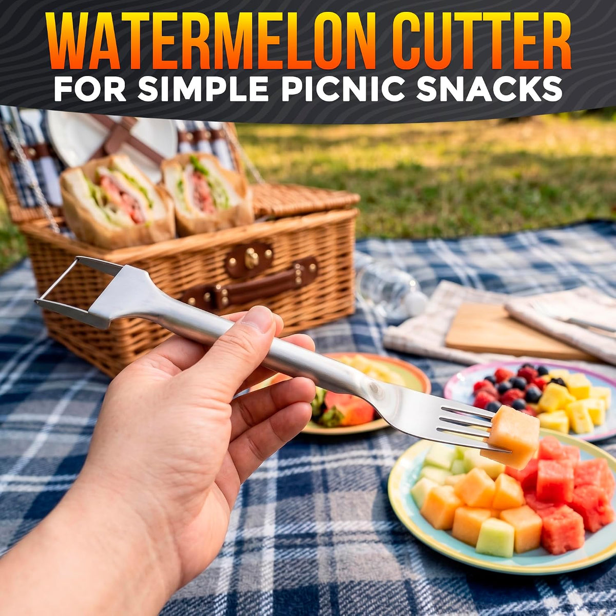 3-in-1 Watermelon Cutter Slicer Tool, Stainless Steel Kitchen Gadget