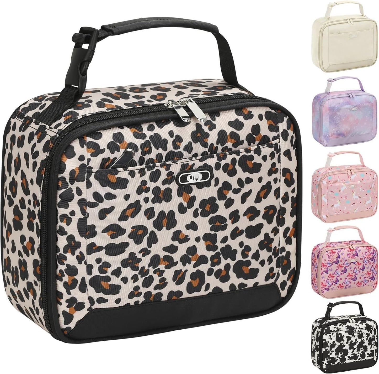 Lunch Box Kids Insulated Lunch Bag for Boys Girls Cute Reusable Lunch Tote Bag Waterproof Portable Thermal Lunch Box Kids for School Picnic Travel Black