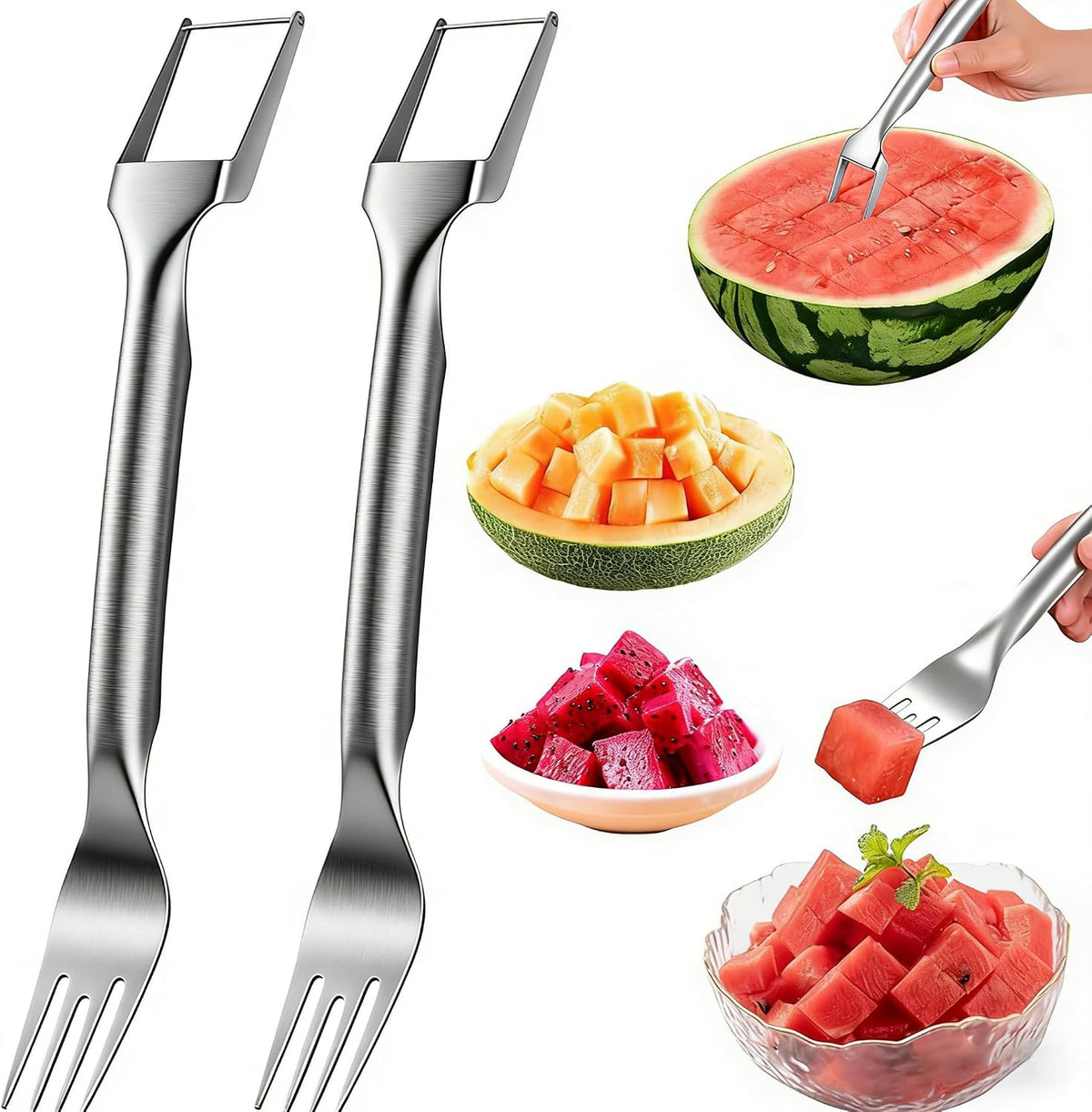 Watermelon Slicer Cutter,Fruit Cutter with Fork(2PCS)