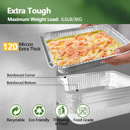 Thickened 35 Pack Heavy Duty Aluminum Pans, 8x8 Small Disposable Aluminum Baking Pans, Square Tin Foil Roasting Tray for Cooking, Meal Prep, Catering, Events, Carton Packaging