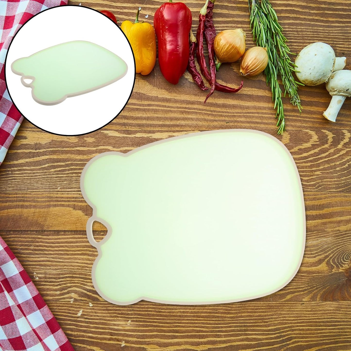 VICASKY Plastic Cutting Board for Kitchen Large Fruit and Vegetable Chopping Board Jelly Green Non-slip Food Prep Mat for Home Use