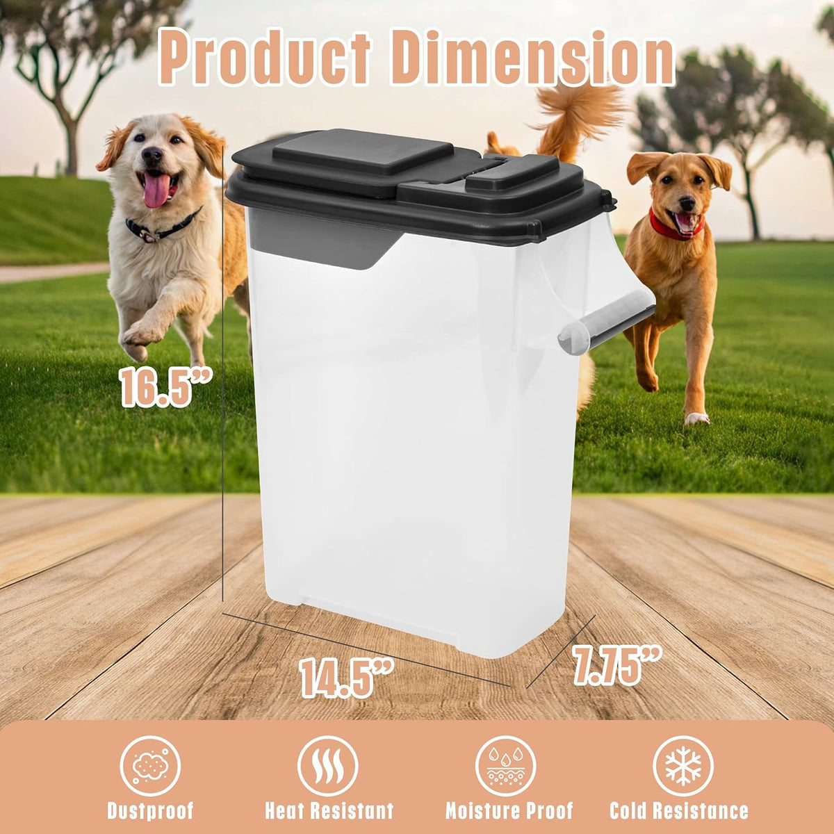 Buddeez Pet Food Storage Dispensers Plastic 4 Gallon - Airtight Flip Top for Freshness - Dry Dog Food, Cat Food or Bird Seed Plastic Containers (Set of 2)