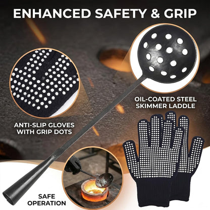 Metal Casting Skimmer Ladle Set with Gloves