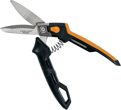 Fiskars Pro PowerArc Shop Shears, Heavy Duty Stainless Steel Scissor, Industrial Grade Tool for Building and Construction, 10 in, Orange/Black