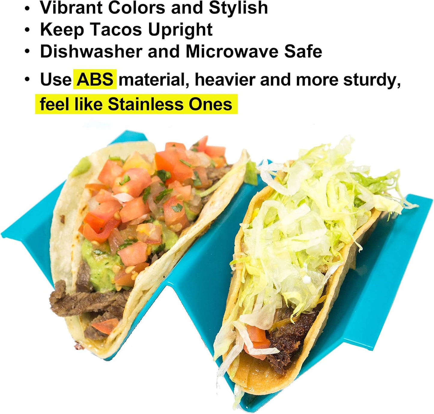 Youngever Taco Holder Stand Set of 5, Large Regular Size, Taco Plate, Taco Truck Tray Style, ABS Material, Very Hard and Sturdy, Dishwasher Top Rack Safe