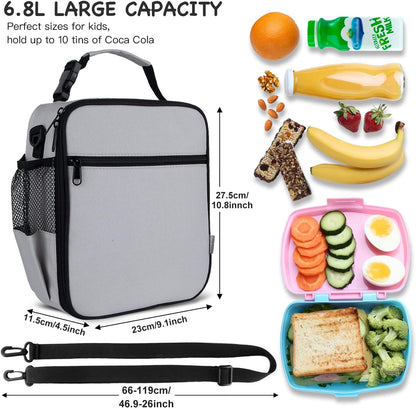 Kids Insulated Lunch Box Bag, Thermal Picnic Cool Bags with Adjustable Strap for Adults Children Women Men Boys Girls School Work (CAM-Blue)