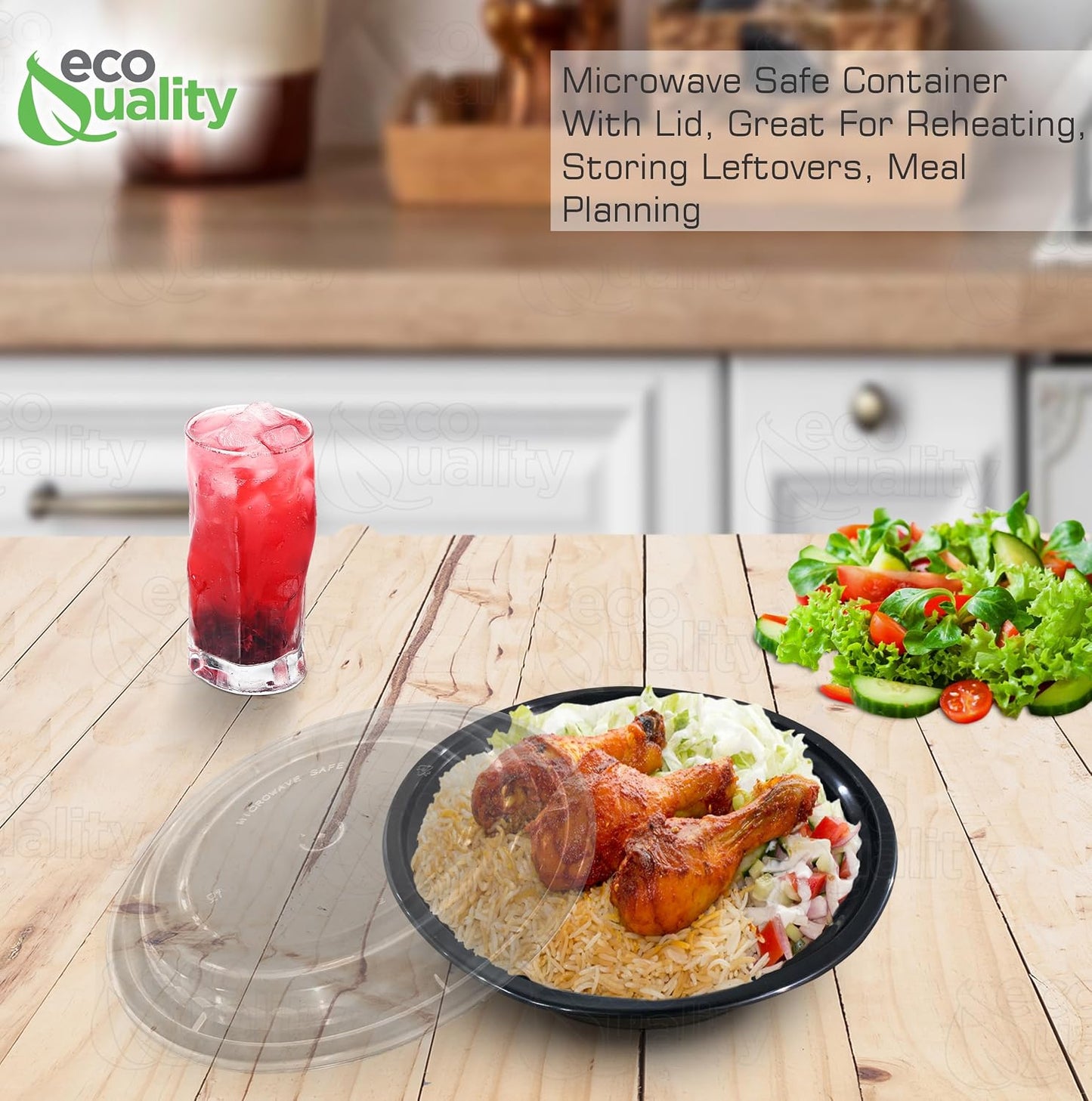 18 oz - 10 Count - Round Microwaveable Plastic Meal Prep Containers with Lids - Food Storage Container - Certified BPA-Free, Stackable, Reusable Microwave, Dishwasher, Freezer Safe, Disposable (Black)