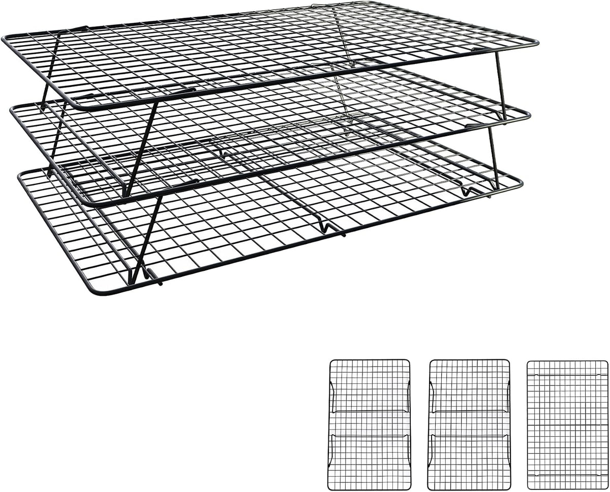 Cooling Rack 16"x10", 3-Tier Stackable & Collapsible Cooling Racks