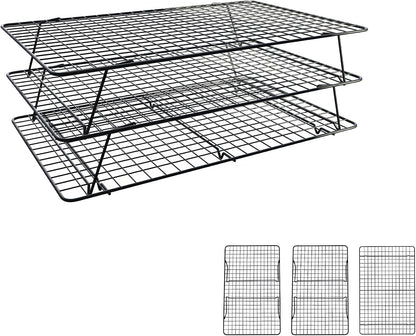 Cooling Rack 16"x10", 3-Tier Stackable & Collapsible Cooling Racks