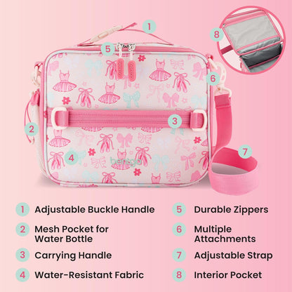Bentgo Kids Lunch Bag - Durable, Double-Insulated Lunch Bag for Kids 3+; Holds Lunch Box, Water Bottle, & Snacks; Easy-Clean Water-Resistant Fabric & Multiple Zippered Pockets (Mermaid)