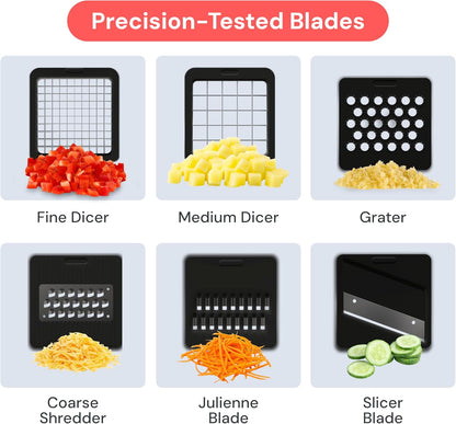 Fullstar Core Vegetable Chopper - Chop and Slice Lid - Food Chopper with Container, Veggie Chopper, Fruit Slicer, Onion Dicer - Meal Prep Essential - Kitchen Gadgets and Gifts (6-in-1, White/Black)