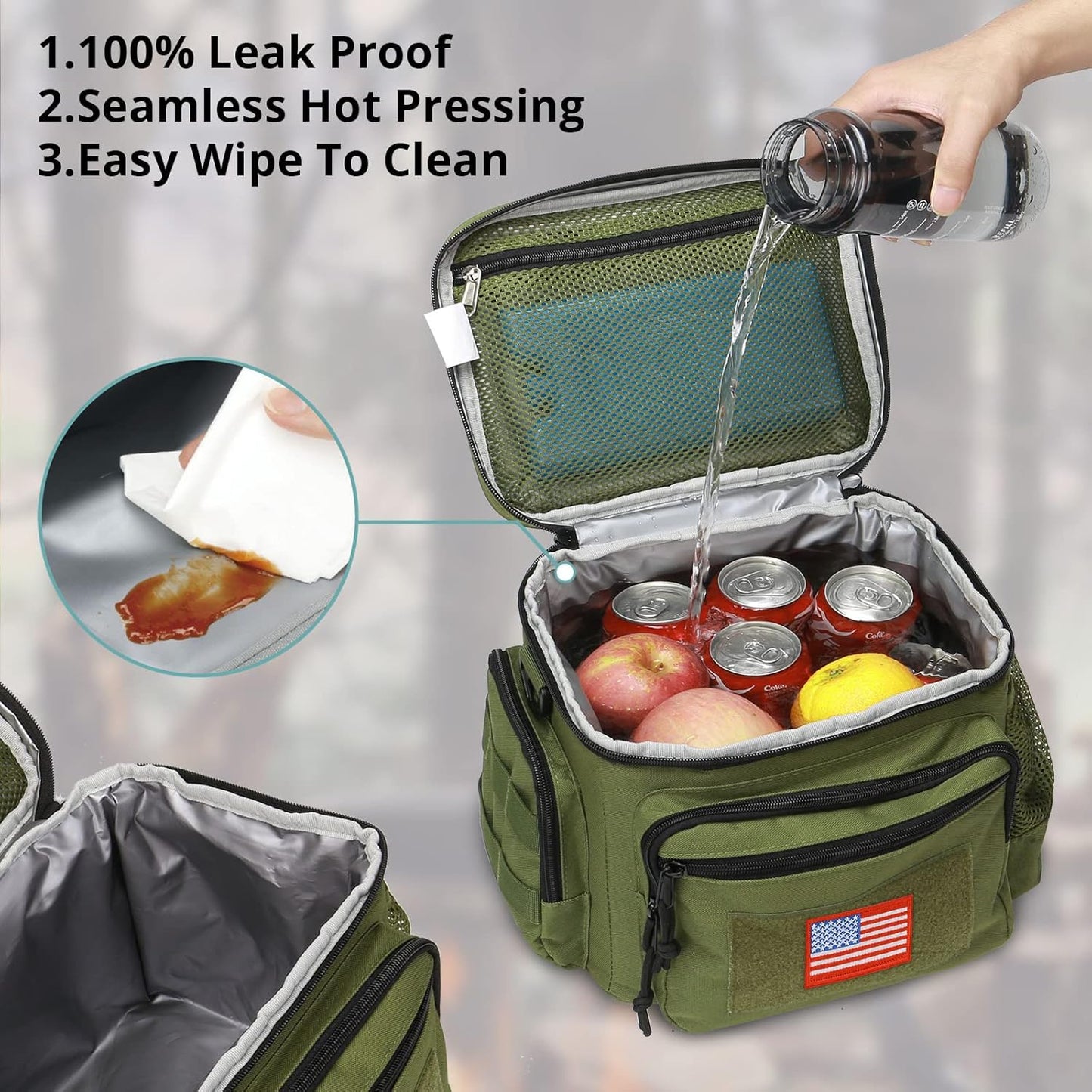 Lunch Box for Men, Tactical Lunch Bag MOLLE Webbing Leakproof Insulated Lunch Cooler Women Adult Meal with Adjustable Shoulder Strap Lunch Pail (Blue)