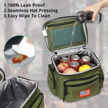 Lunch Box for Men, Tactical Lunch Bag MOLLE Webbing Leakproof Insulated Lunch Cooler Women Adult Meal with Adjustable Shoulder Strap Lunch Pail (Blue)